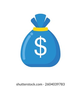 Money bag flat vector icon and clip art design