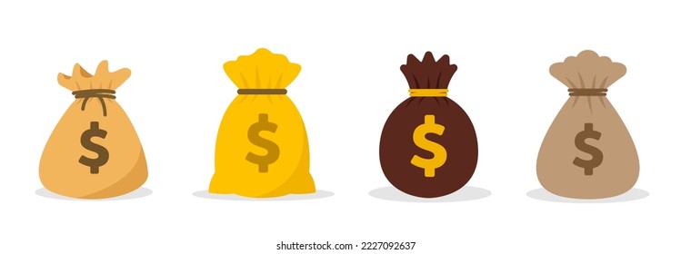 Money bag in flat vector illustration.