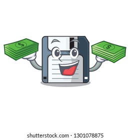 With money bag floppy disk in the character funny