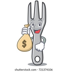 With money bag fork character cartoon style