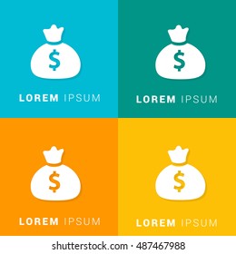 Money Bag Four Color Material Designed Icon / Logo