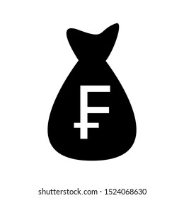 Money bag franc vector icon