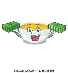 With money bag Fried noodles served on cartoon pan