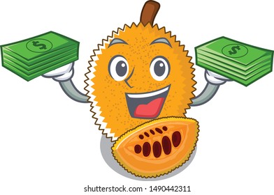 With money bag gac fruit isolated in the cartoon