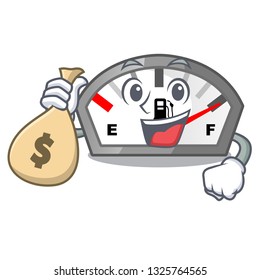 With money bag gasoline indicator in the character shape