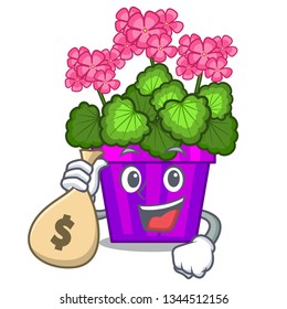 With money bag geranium flower isolated with the mascot