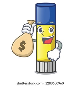 With money bag glue stick in the cartoon shape