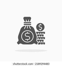 Money Bag glyph icon. Can be used for digital product, presentation, print design and more.