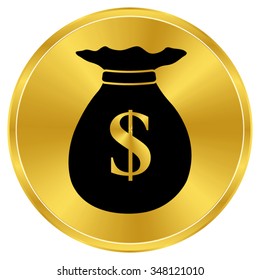 Money bag - gold vector icon