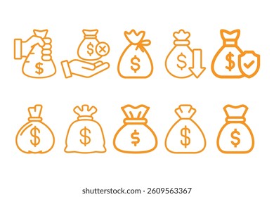 Money bag. Good for shopping. Online store, payment, business etc. Vector