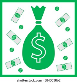 Money bag. Graphic template. Vector illustration