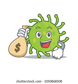 With money bag green bacteria character cartoon