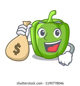 With money bag green pepper in the plate character