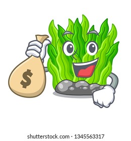 With money bag green seaweed in the cartoon shape