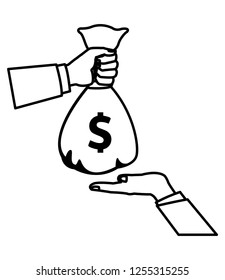 money bag with hand