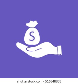 Money bag in hand.