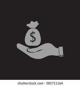 Money bag in hand.
