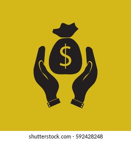 Money bag in hand.