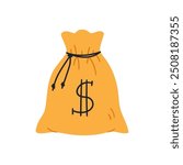 Money bag. Hand drawn vector illustration isolated on white background.