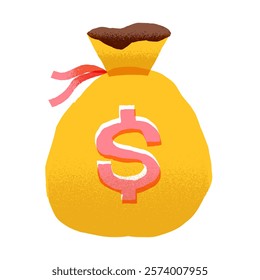Money bag. Hand drawn vector illustration isolated on white background.
