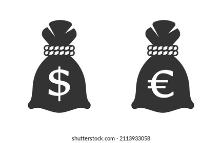 Money bag in hand icon in flat style. Moneybag vector illustration on isolated background. Coin sack sign business concept.