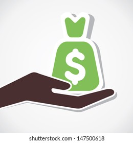 money bag in hand stock vector