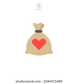 Money Bag with Heart icon symbol vector illustration isolated on white background