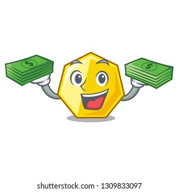 With money bag heptagon sticks in the character wall