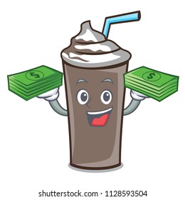 With money bag ice chocolate mascot cartoon