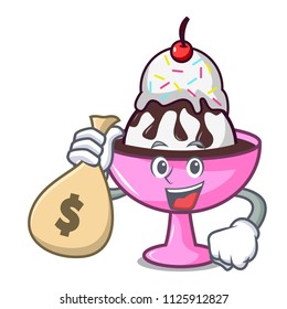 With money bag ice cream sundae character cartoon