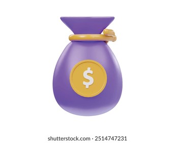 Money bag icon 3d render illustration 