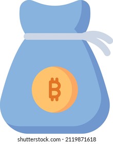 Money Bag Icon. Bitcoin and Cryptocurrency Sign and Symbol.
