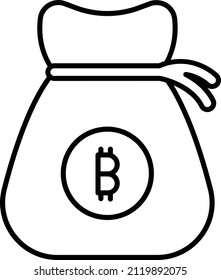 Money Bag Icon. Bitcoin and Cryptocurrency Sign and Symbol.