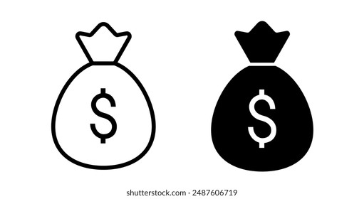 Money bag icon. Money bag icon in black color on a white background. Coin sack. Vector illustration