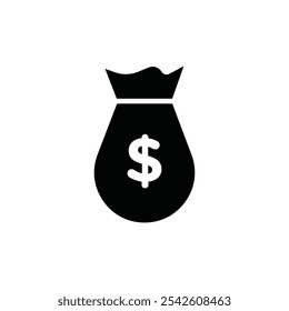 Money bag icon black and white vector sign