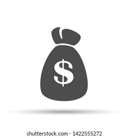 Money bag icon button. US currency symbol. Money Bag Logo, concept and web design. Abstract symbol. Vector illustration