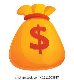 Money bag icon. Cartoon of money bag vector icon for web design isolated on white background