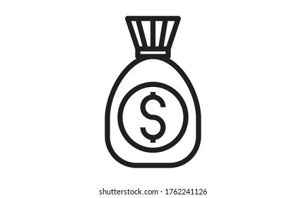 Money bag icon. Cash Banking currency sign.