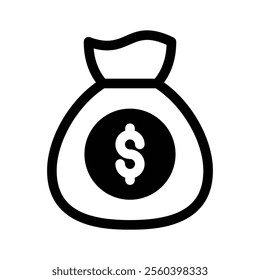 Money bag icon, cash, business, return or investment, payment, vector of dollar sack in trendy style