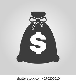 The money bag icon. Cash and money, wealth, payment symbol. Flat Vector illustration