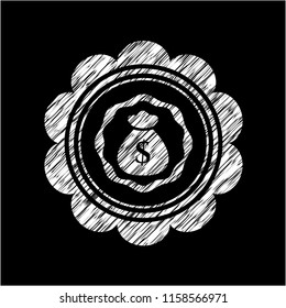 money bag icon with chalkboard texture