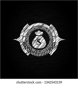 money bag icon with chalkboard texture
