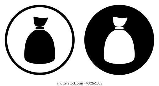 Money bag icon in circle . Vector illustration