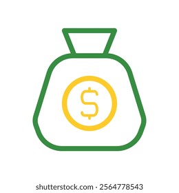 Money bag icon. Concept of wealth, savings, and investment.