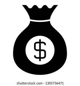 money bag icon design with creative modern concept and black and white glyph style logo shape for finance, ui, website, ecommerce, banking, web button design vector eps 10