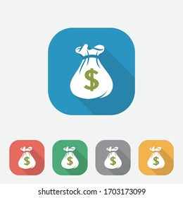 Money bag icon design, Money Flat Design E-Commerce Icon colorful button, Flat web icon, UI, UX, apps