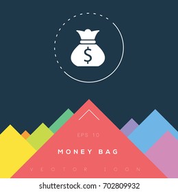 Money Bag icon design on modern flat background