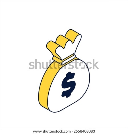 Money bag icon, dollar money isometric vector illustration