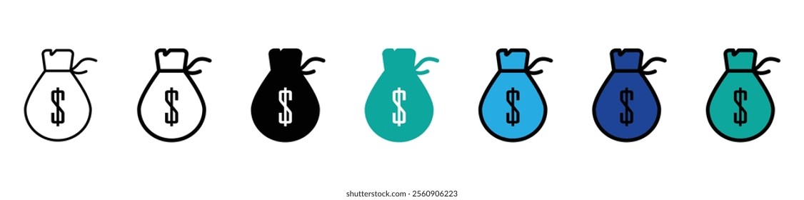 Money bag icon, Dollar sack money icon vector