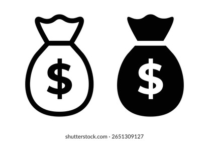 Money bag icon, Dollar sack money icon vector, flat style icon